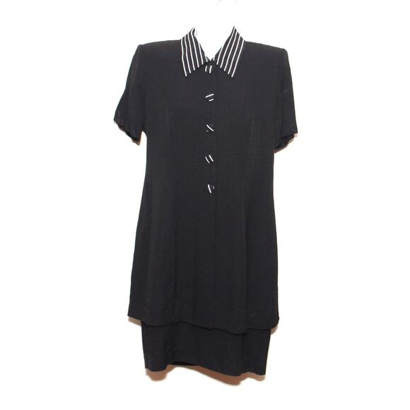 Vintage 80s Virgo II Layered Black Jacket Dress Size Small - Picture 1 of 8